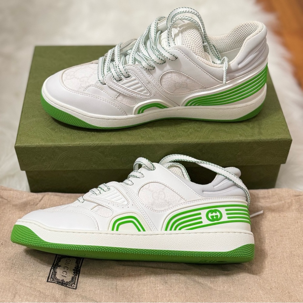 Women White and Green Sneakers